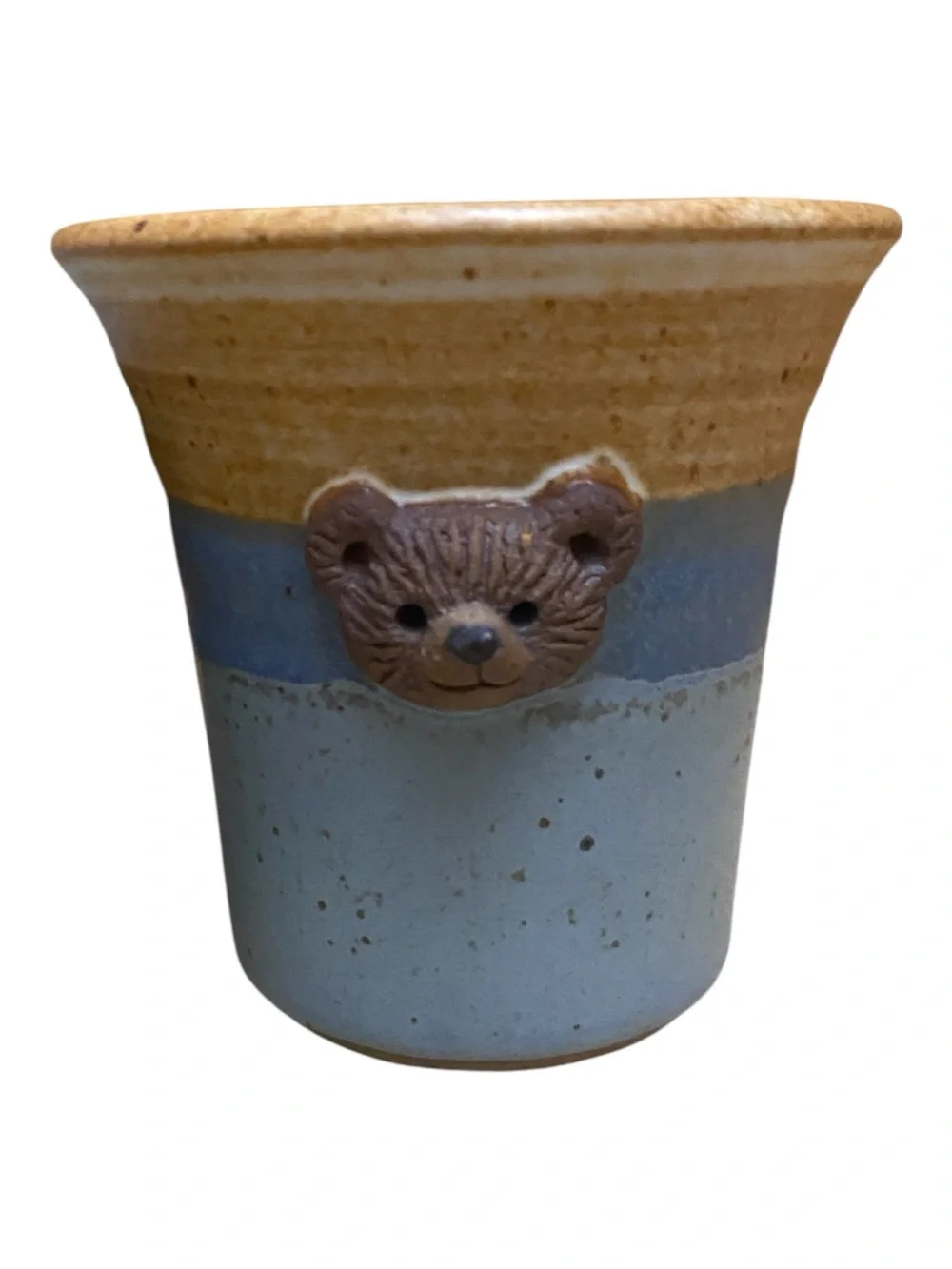 Handmade Stoneware Mug And Bowl Pottery Set With Teddy Bear Detailing Country